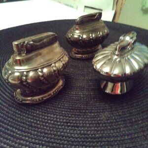 3 RONSON decorative Table lighters -- 1 1950s Regal & 2 Early 20th century Crown